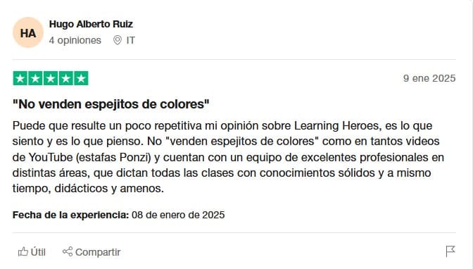 Opinión de alumnos Crypto Heroes Pro dejada en Trustpilot