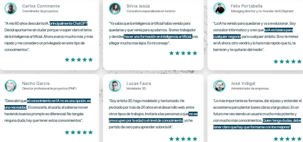 Testimonios de alumnos escritos de la formacións IA Heroes Pro, de Learning Heroes