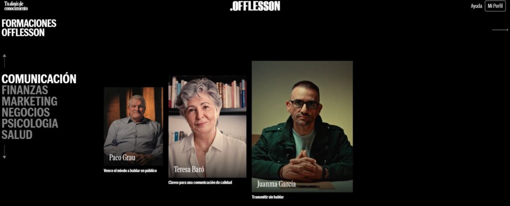 Interfaz de Offlesson, de Pedro Buerbaum